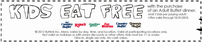 Hometown Buffet: Free Kid's Buffet Printable Coupon