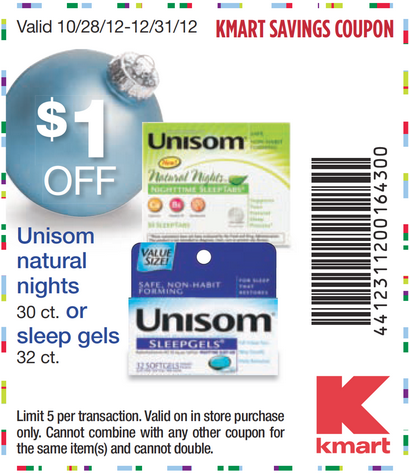 Kmart: $1 off Unisom Printable Coupon