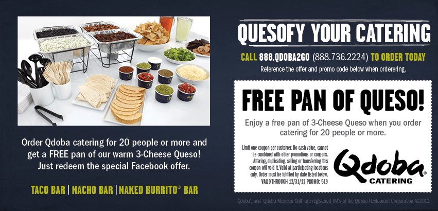 Qdoba: Free Pan of Queso Printable Coupon