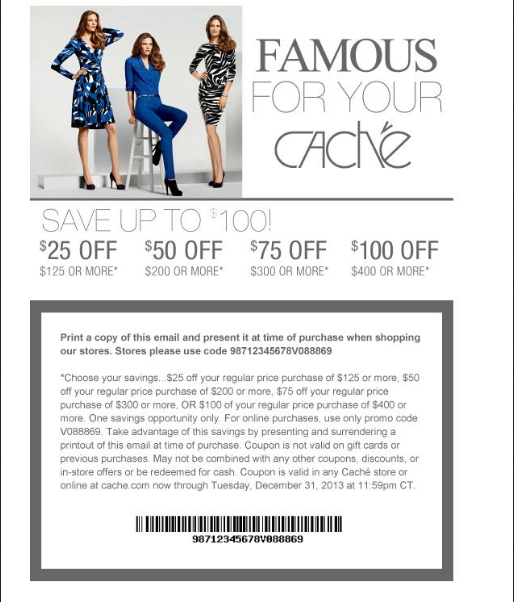 Cache Promo Coupon Codes and Printable Coupons