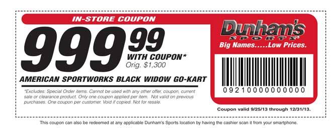 Dunhams Sports: $999.99 Go-Kart Printable Coupon