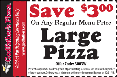 Godfather's Pizza: $3 off Large Pizza Printable Coupon