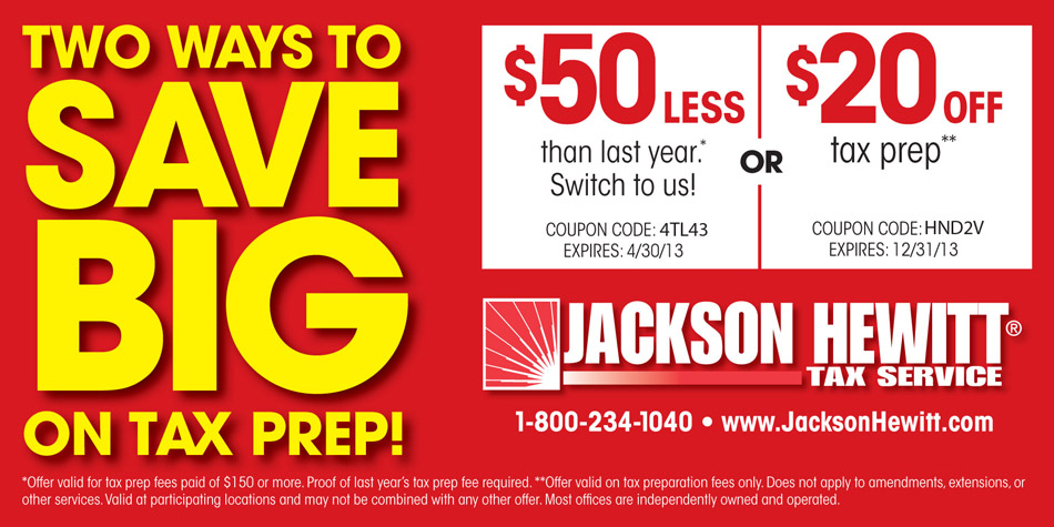 Jackson Hewitt Promo Coupon Codes and Printable Coupons