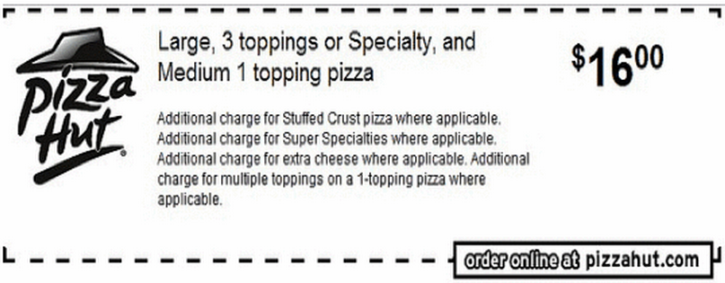 Pizza Hut Promo Coupon Codes and Printable Coupons