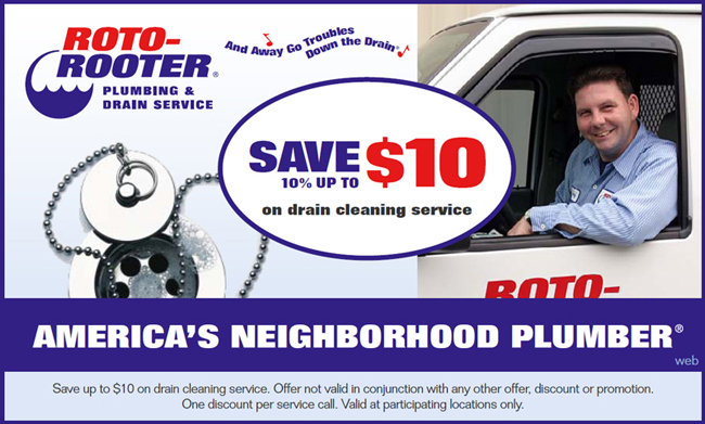 Roto Rooter: $10 off Drain Cleaning Printable Coupon