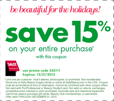 Sally Beauty Supply Promo Coupon Codes and Printable Coupons