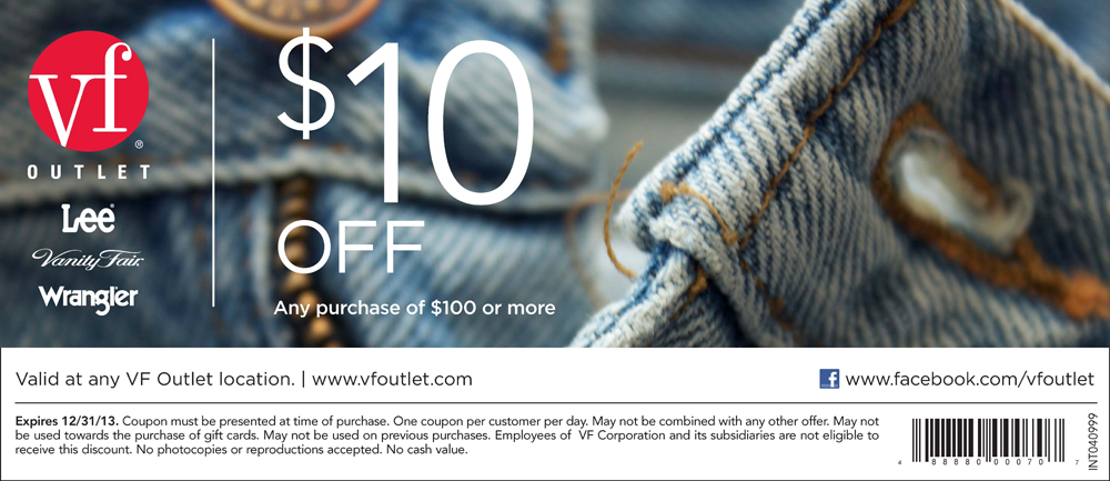 Vanity Fair Outlet: $10 off $100 Printable Coupon