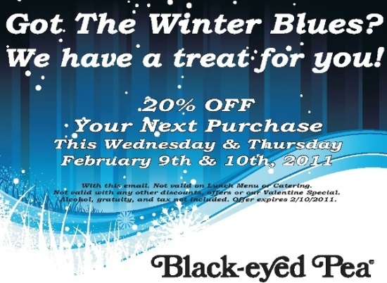 Black-eyed Pea: 20% off Printable Coupon