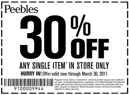 peebles store coupons