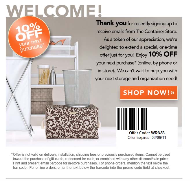 The Container Store Promo Coupon Codes and Printable Coupons