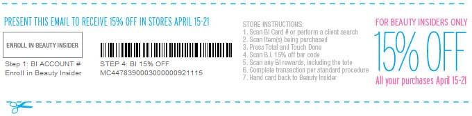 Sephora: 15% off Printable Coupon