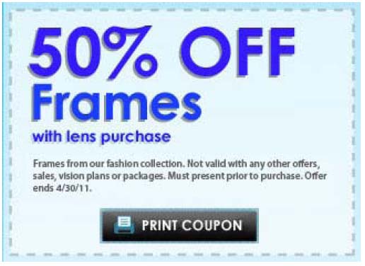 Cohen's Fashion Optical: 50% off Frames Printable Coupon