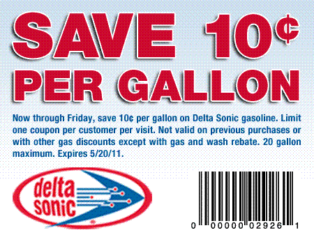 Delta Sonic Car Wash: $.10 off Gas Printable Coupon