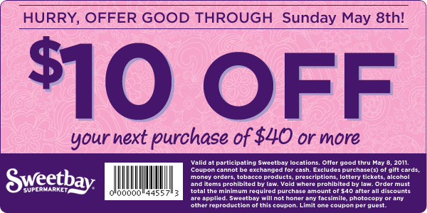 Sweetbay Supermarket: $10 off $40 Printable Coupon