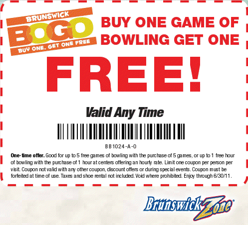 Brunswick Bowling: BOGO Free Printable Coupon