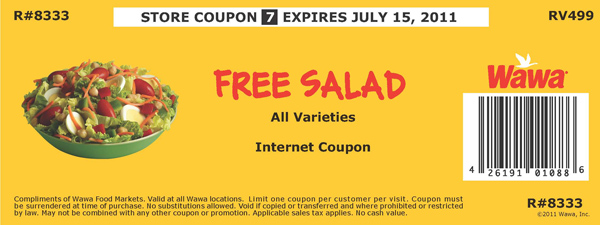 Wawa: Free Salad Printable Coupon