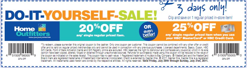 Home Outfitters: 20%-25% off Printable Coupon
