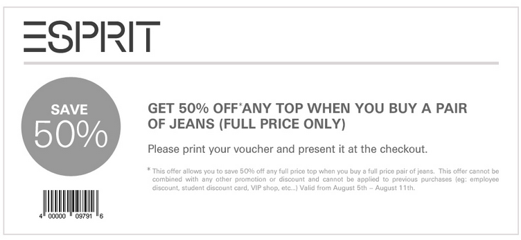 Esprit Promo Coupon Codes and Printable Coupons