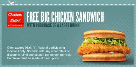 Checkers: Free Chicken Sandwich Printable Coupon