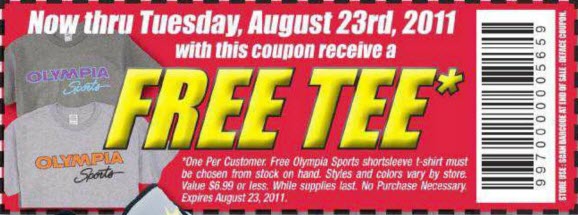 Olympia Sports: Free Shirt Printable Coupon