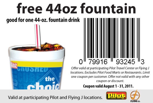 Pilot Travel Centers: Free Fountain Drink Printable Coupon