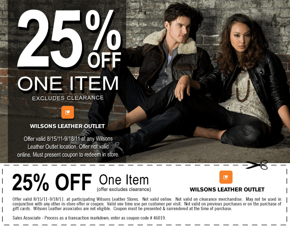 Wilsons Leather: 25% off Printable Coupon