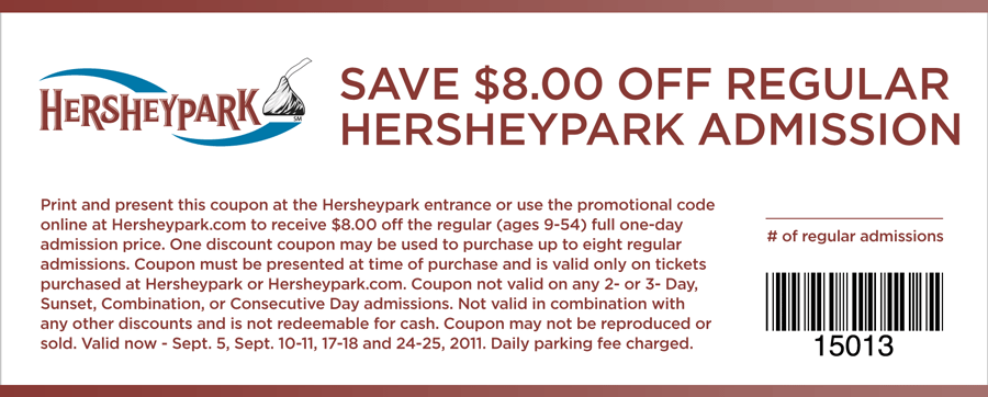 Hersheypark: $8 off Printable Coupon