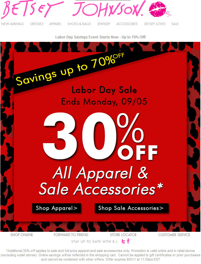 Betsey Johnson Promo Coupon Codes and Printable Coupons