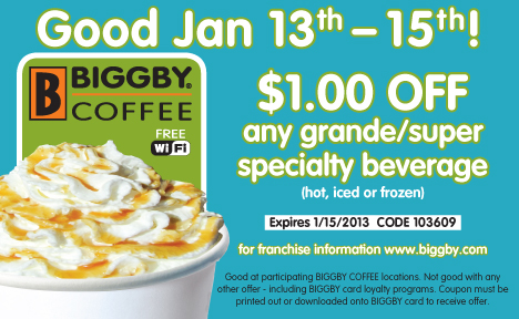Biggby Coffee: $1 off Beverage Printable Coupon