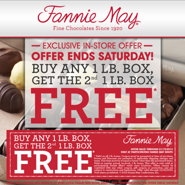 Fannie May: BOGO Free 1 LB Box Printable Coupon