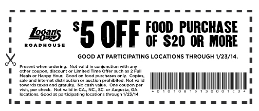 Logan's Roadhouse Promo Coupon Codes and Printable Coupons