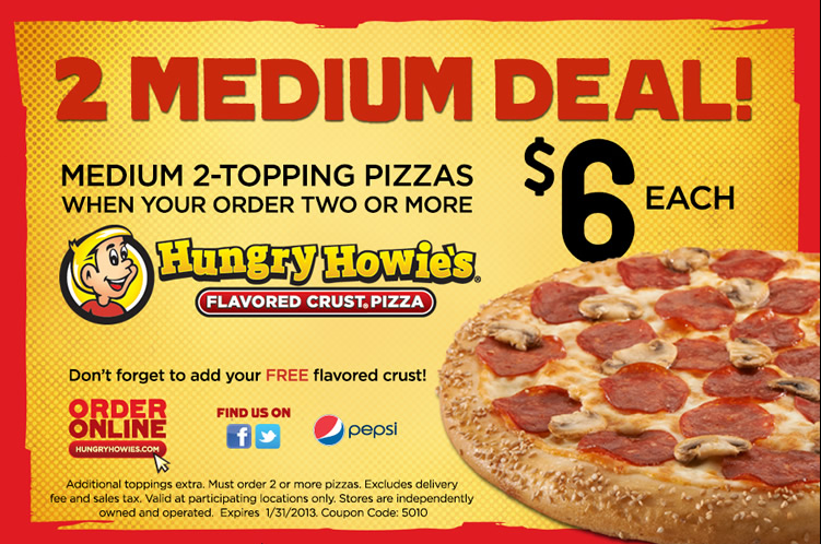Hungry Howie's Pizza: $6 Medium Pizzas Printable Coupon