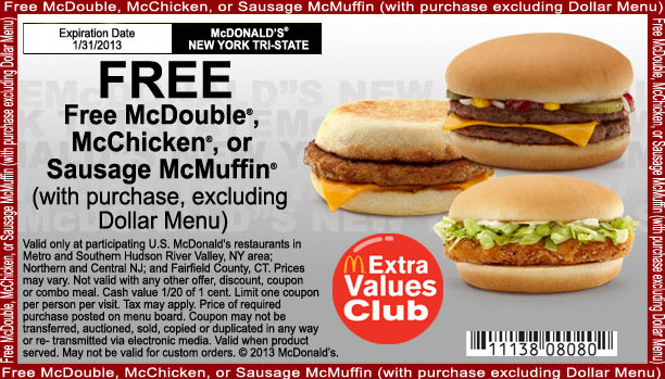 Mcdonalds: Free Sandwich Printable Coupon
