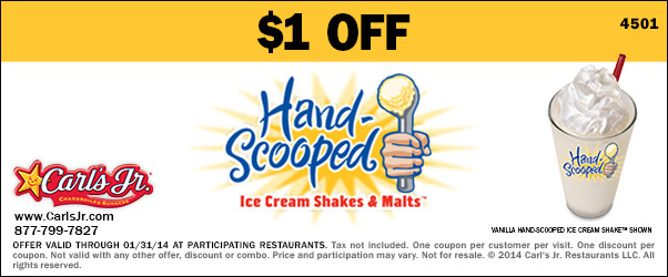 Carls Jr: $1 off Ice Cream Shakes & Malts Printable Coupon