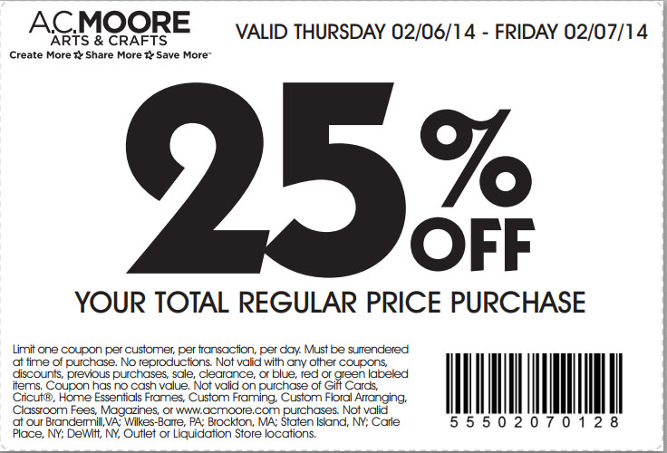 AC Moore: 25% off Printable Coupon