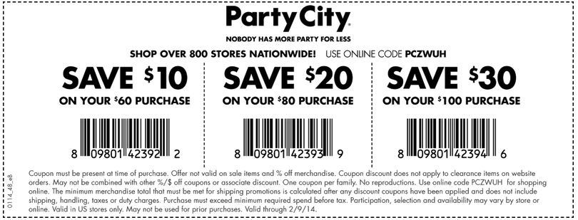 Party City Promo Coupon Codes and Printable Coupons