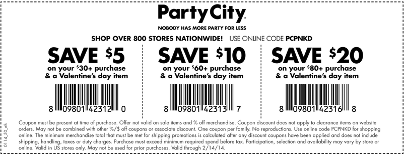 Party City: $5-$20 off Printable Coupon