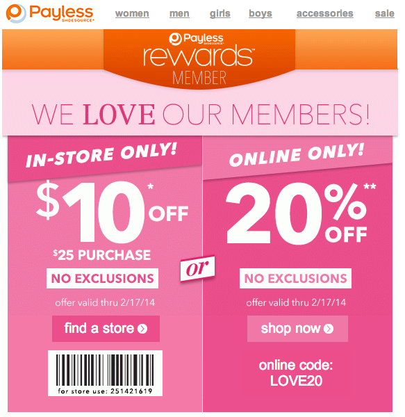 Payless Shoes: $10 off $25 Printable Coupon