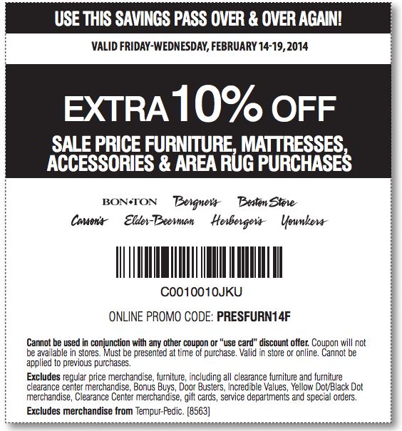 Herbergers: 10% off Furniture Printable Coupon