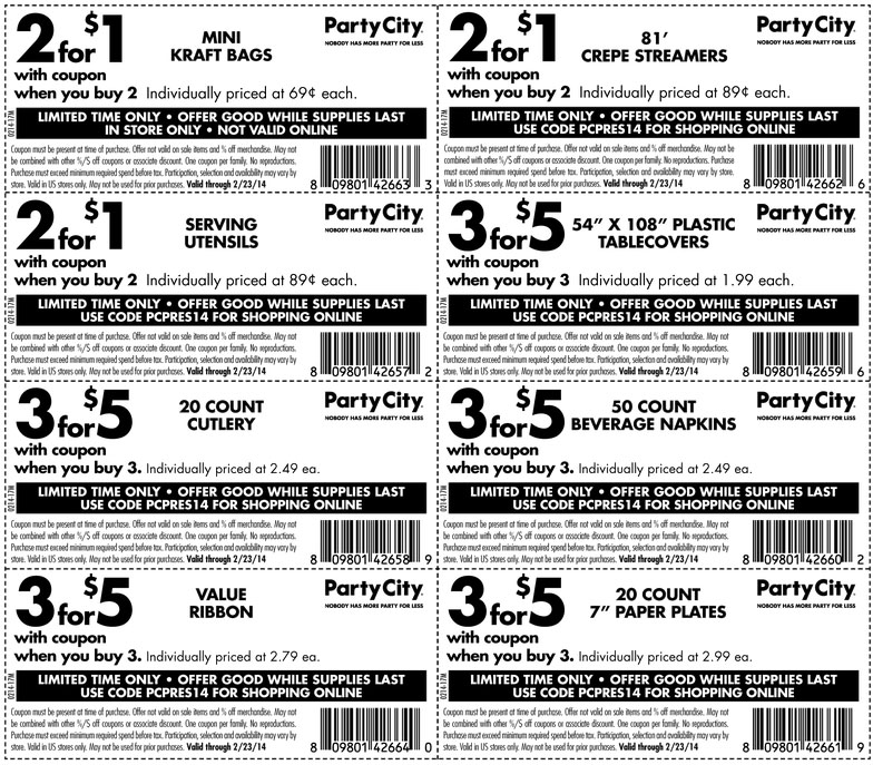 Party City: 8 Printable Coupons