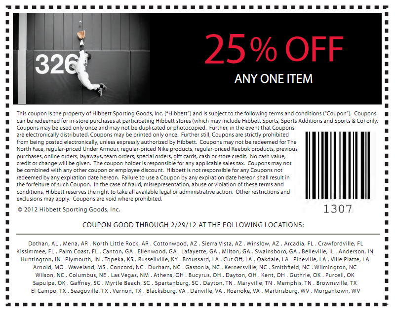 Hibbett Sports: 25% off Printable Coupon