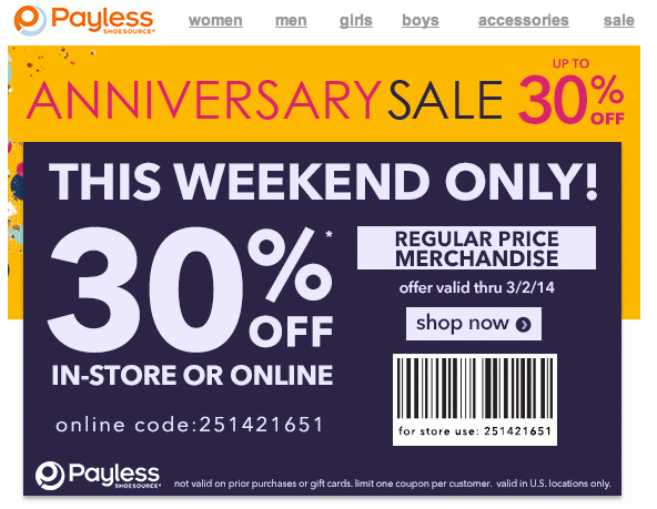 Payless Shoes Promo Coupon Codes and Printable Coupons