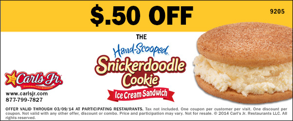 Carls Jr: $.50 off Snickerdoodle Cookie Printable Coupon