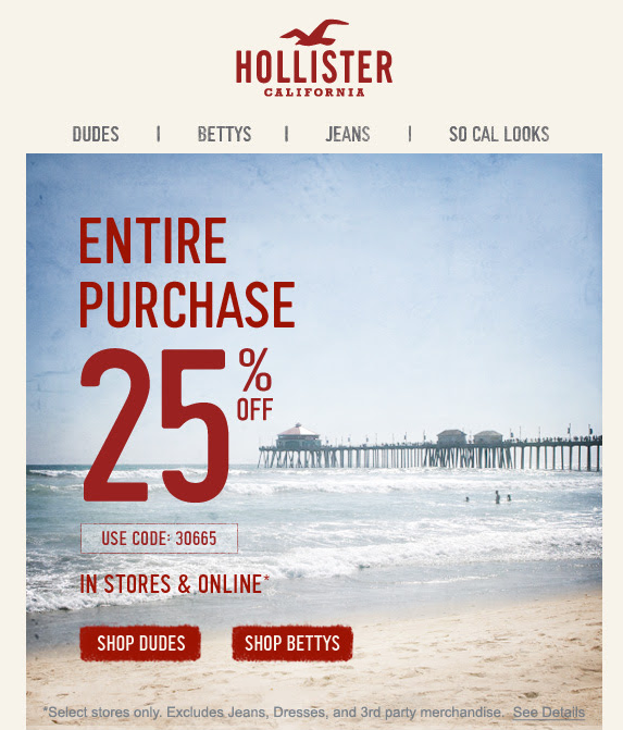 Hollister Promo Coupon Codes and Printable Coupons