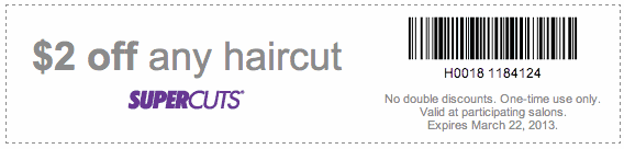 Supercuts: $2 off Haircuts Printable Coupon