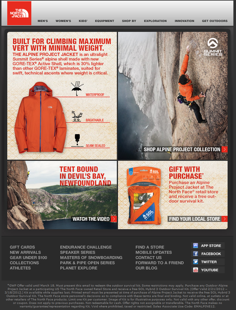The North Face: Free Survival Kit Printable Coupon