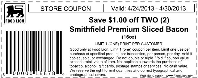 Food Lion: $1 off Premium Sliced Bacon Printable Coupon
