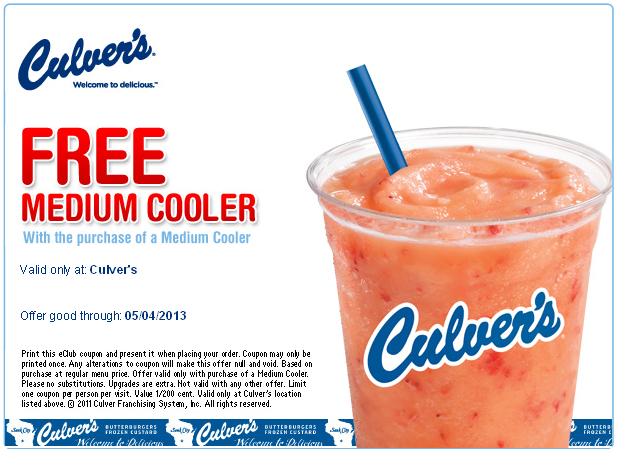Culvers: Free Cooler Printable Coupon