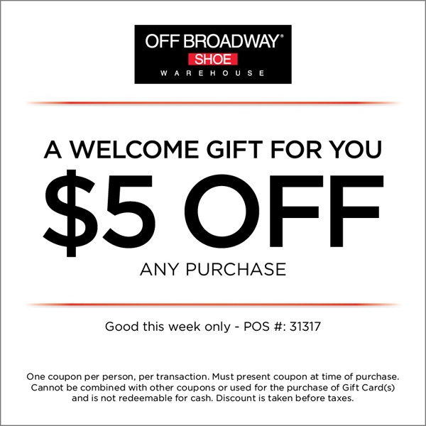 Off Broadway Shoes: $5 off Printable Coupon