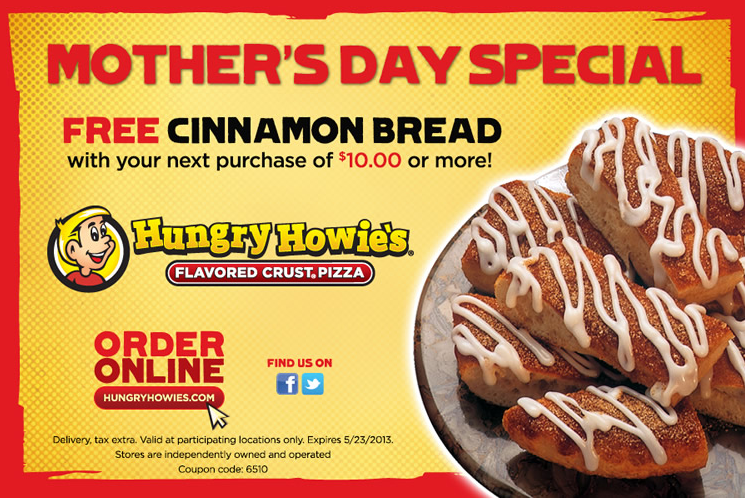 Hungry Howie's Pizza: Free Cinnamon Bread Printable Coupon